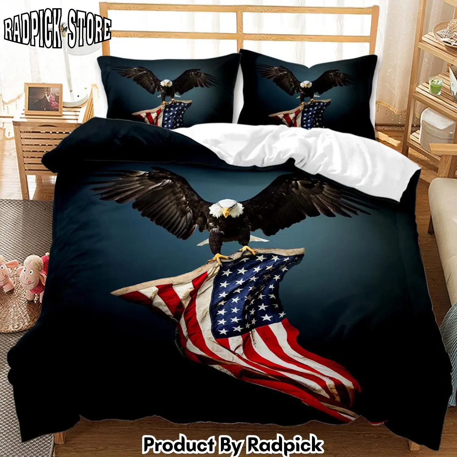 Radpick american flag bald eagle bedding sets duvet cover bed sheets spread rp3278815